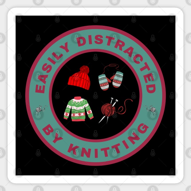 Easily distracted by Knitting Sticker by InspiredCreative